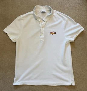 LACOSTE Herren Poloshirt Spanien Krokodil Logo Größe 4 Medium weiß Baumwolle - Bild 1 von 2