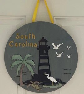 South Carolina Lighthouse Coast 14 Inch Round Sign - Picture 1 of 1