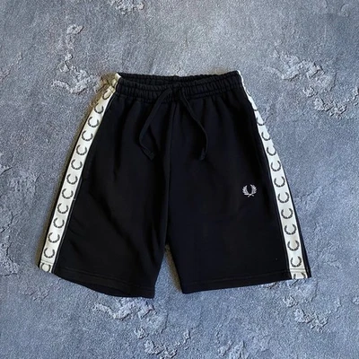 Pantalones Cortos Fred Perry Para Hombre Negro Algodón Lampass Espalda Talla S De Colección Raros Foto 1 de 4