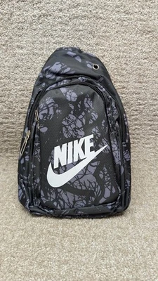 Nike Crossbody Sling Bag Black Gray Camo Logo Front Pocket Adjustable Straps - Image 1 of 4