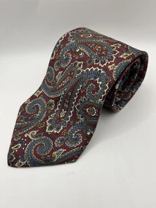 Brooks Brothers Makers Krawatte rot & blau Paisley 100 % Seide hergestellt in den USA Krawatte gebraucht, in einwandfreiem Zustand - Bild 1 von 3