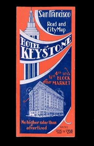HOTEL KEYSTONE - ROAD & CITY MAP - nice colors Gray Line Tours 1930's? - Picture 1 of 5