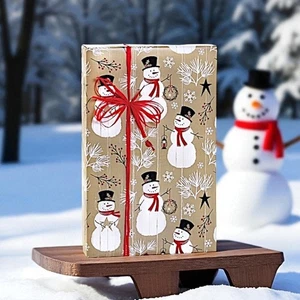 RUSTICO BACCHE PUPAZZO DI NEVE stampa design 24" regalo carta CONFEZIONE scegli lunghezza quantità - Foto 1 di 2