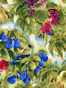 Bird Sanctuary Wild Wings Fruit Birds Millette Springs Cotton Fabric 1.75 Yards - Picture 1 of 5