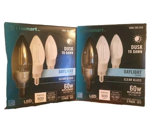 Ecosmart 60W Dusk to Dawn LED Bulb Daylight B11 E12 Candelabra Base 3 X (3 Pack) - Picture 1 of 2