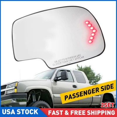 Espejo retrovisor derecho con señal de giro de vidrio térmico pasajero lateral para Chevy GMC Cadillac Foto 1 de 4