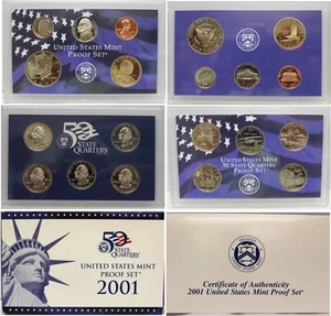 2001 Proof set CN-Clad W/ Kennedy & Sacagawea - (OGP) 10 coins (B4) - Picture 1 of 4
