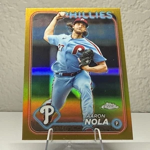 2024 Topps Chrome Aaron Nola #262 rifrattore oro /50 SP - Phillies - Foto 1 di 2