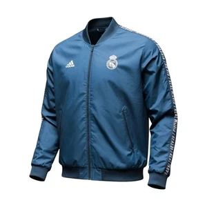Adidas Real Madrid Windbreaker Jacke Herren L Blau Trainingsjacke Vintage Retro - Bild 1 von 8