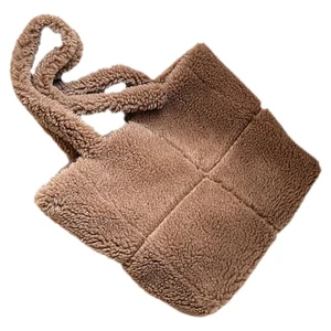 Plush Tote Bag Big Capacity Travel Work Women Cute Fuzzy Handbag - Picture 1 of 12