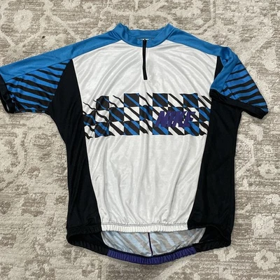 Camiseta de Ciclismo Nike De Colección Para Hombres Grande Azul Púrpura Hecha en EE. UU. Bicicleta Años 90 Cremallera 1/4 Foto 1 de 4