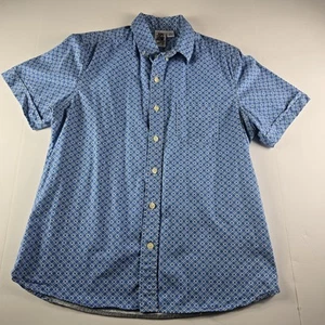Kennington Mens Button Down Classic Fit Geometric Blue Cotton Size XL - Picture 1 of 5