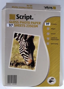 671.  Script 5" x 7" Gloss Photo Paper OPENED 37 Sheets Quick Dry Gloss 235gsm - Picture 1 of 5