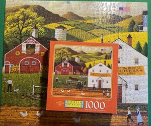 Charles Wysocki Moving Day In Amish Country 1000 Piece  Puzzle 1998 Complete - Picture 1 of 1