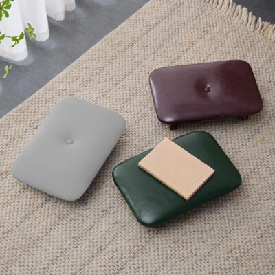 Wood Leather Footstool Footrest Foot Stool Ottoman Pouffe Padded Seat Chair- - Image 1 of 4