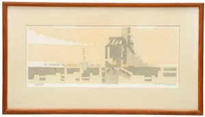 Leif Persson (b1938) MID CENTURY SWEDISH ABSTRACT WINDMILL WOODCUT Ltd Edition - Picture 1 of 5