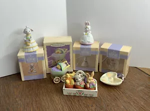 Hallmark Easter Set 5 Vintage Ornaments Lamb Flowerpot Friends Bell Bunny Rabbit - Picture 1 of 17