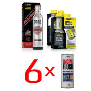 XADO Application Set: 2x Engine Cleaner + 6L Flush Oil + Wear Protection Additive - Picture 1 of 12