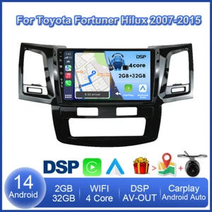 9" Android 14 Stereo Radio GPS Sat Nav For Toyota Fortuner Hilux 2007-2015 32GB - Picture 1 of 21
