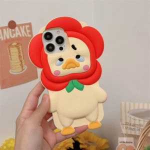 Cartoon 3D Cute Yellow Duck Rubber Phone Case Fr iPhone 11 12 13 14 15 16Pro Max - Picture 1 of 10