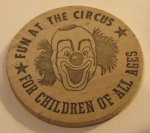 Vintage Fun at the Circus for Children of All Ages Clown Wooden Nickel - Token - Picture 1 of 2