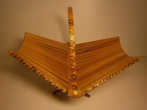 Vintage Klapphalter Obst Süßigkeiten Schüssel Teller Griff Holz Küche Deko Tisch Regal - Bild 1 von 12