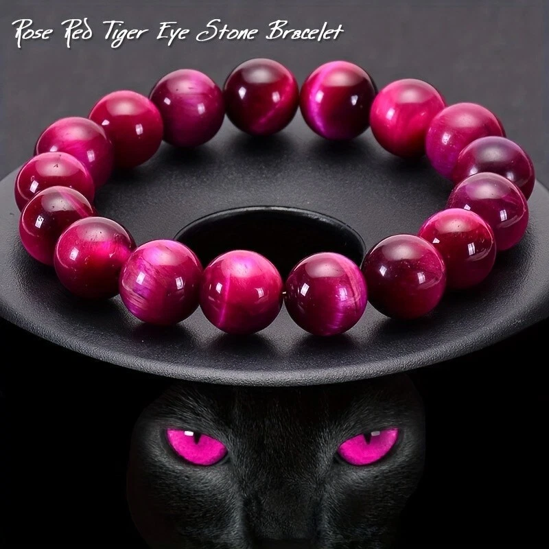Pulsera elástica con piedra de tigre rosa de 8 mm Foto 1 de 3