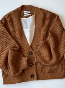 ESSENTIEL ANTWERP Strickjacke Gr. M Cognac Mohairmischung Taschen Top Zustand - Bild 1 von 18
