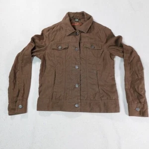 Eddie Bauer Linen Jacket Womens Medium Brown Blazer Breathable Outdoor Western - Picture 1 of 16