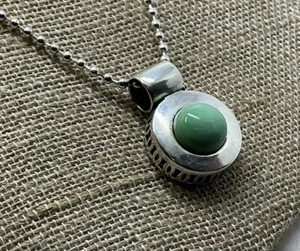 CAROLYN POLLACK Relios 925 Sterling Round Variscite Pendent Chain 18” 15.7g - Picture 1 of 16