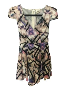 Angel Biba Playsuit Size 6 Pink Black Fit Flare Zip Back Cap Sleeve NWT - Picture 1 of 7