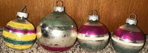 Vintage Shiny Brite Weihnachtsschmuck Kugeln Konvolut Streifen Kugeln bunt - Bild 1 von 7