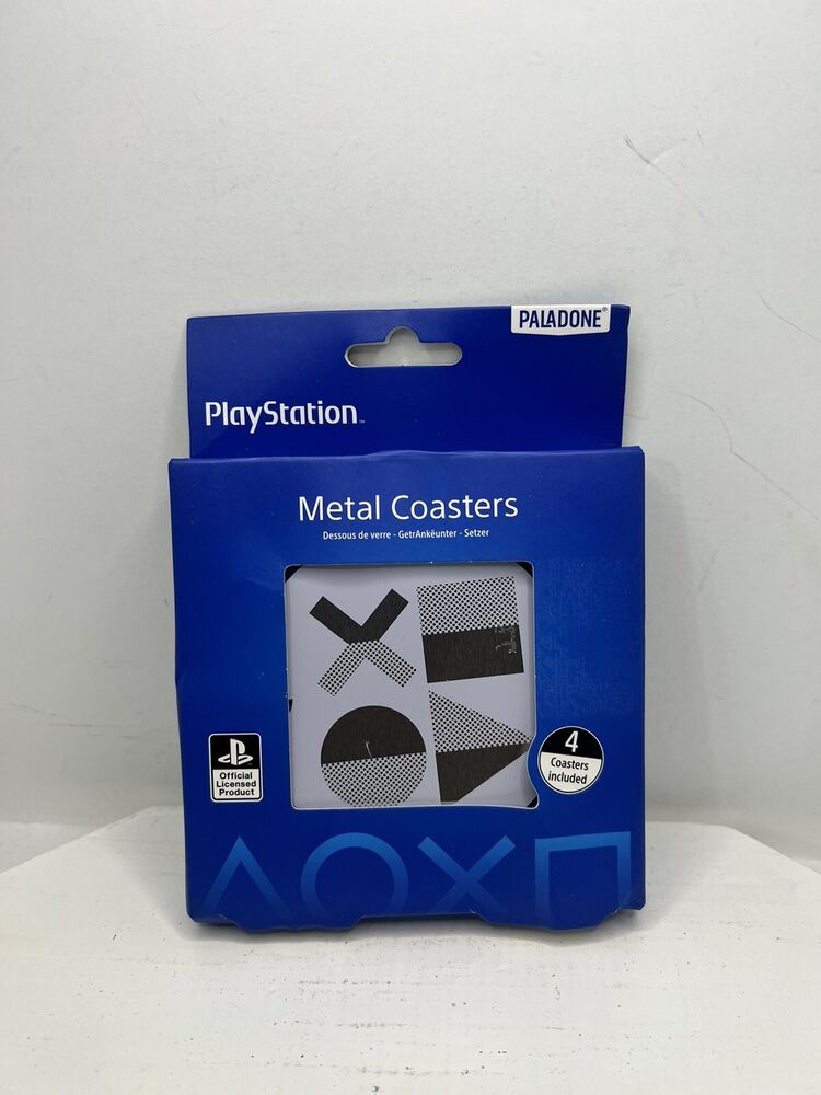 PlayStation PS5 Metal Drink Coasters, Set of 4, Officially Licensed Merchandise