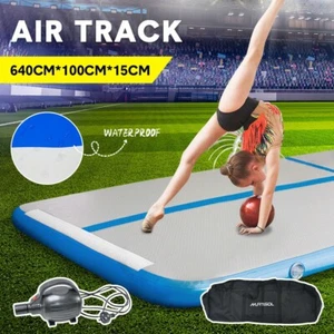 6M Air Track Gymnastics Tumbling Exercise Mat Inflatable Mats Pump Storage Bag - Picture 1 of 10