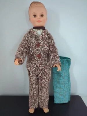 Muñeca Uneeda Boy Vintage Años 1950-1960 Con Traje Pantalones Camisa Pajarita Ropa Interior 10.5" Foto 1 de 4