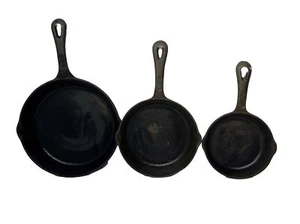 Set 3 Benjamin & Medwin Cast Iron Skillets Frying Pans 6.5 8 10.5" Double Pour - Picture 1 of 9