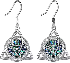Celtic Knot Viking Earrings for Womens Polished 925 Sterling Silver Amulet Prote - Picture 1 of 6