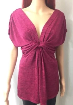 Selé Marled Twisted Front Deep V Neck Burgundy Tunic Blouse Top Sz Medium - Image 1 of 4