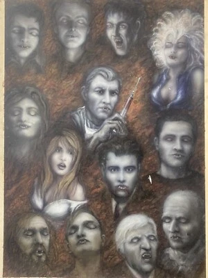 🔥 Proyecto inusual VAMPIRO película de terror producción original pintura artística, 1993 Foto 1 de 4