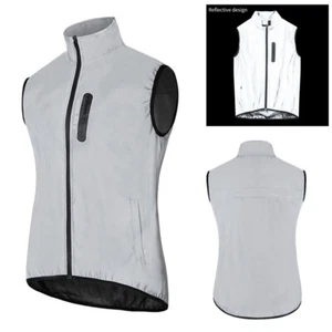 Men Full Reflective Vest High Visibility Cycling Tops Windproof Gilet Night Safe - Picture 1 of 37