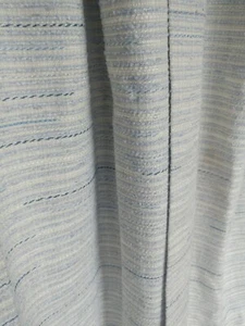 Vintage Curtains Two Panels Cream Blue Woven Retro Stripes Read Description - Picture 1 of 11
