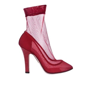 DOLCE & GABBANA Transapent Lace Tulle Croco Leather Pumps Heels Red 40 US 10 - Picture 1 of 7