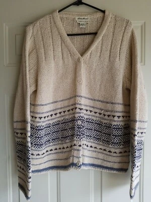 Eddie Bauer Mujer M Lino Algodón Bld Botón Frontal Cárdigan Largo Slv Suéter Usado en Excelente Condición Foto 1 de 4