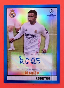 RODRYGO AUTO 2020-21 MERLIN TOPPS CHROME /75 BLUE REFRECTOR REAL MADRID - Photo 1 sur 13
