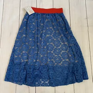 LulaRoe Lola Rock Damen Größe XS Blau Spitzenrock Midi Gummibund NEU - Bild 1 von 6