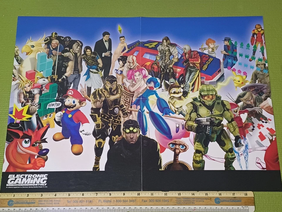 Electronic Gaming The #1 Videogame Magazine Double View Poster Mario Sonic Leon - Image 1 of 3