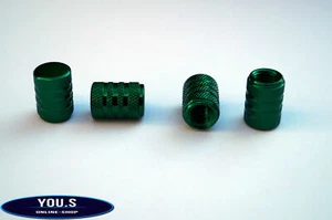 4 Piece Green Aluminium Valve Caps for Cars Car Truck Motorcycle New - Picture 1 of 1