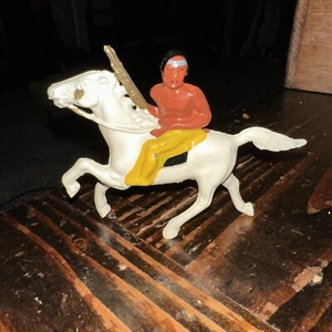 Vintage Toy 1930's Cast Lead Manoil Barclay Indian Riding on A Horse Ex Cond - Picture 1 of 5
