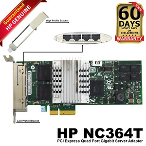 HP Intel NC364T 4-Ports 1GbE RJ-45 PCIe 1.0 Server Adapter 436431-001 435506-003 - Picture 1 of 9