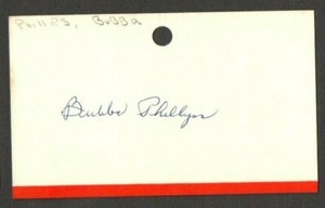 Bubba Phillips 3x5 signed auto autographed index note card Indians Tigers